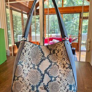 Kate Spade Leila Snake Embossed Medium Triple Compartment Shoulder Purse Muted